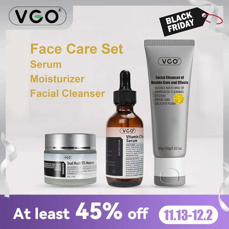 VGO-Vitamin C Serum, Moisturizer, and Facial Cleanser Set Cleansing Moisturizing Suitable for sensitive skin All skin types Skincare Acne