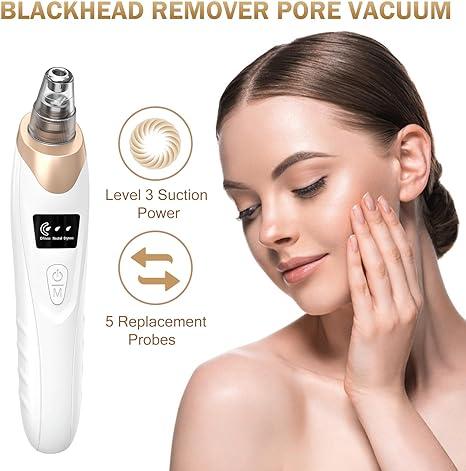 Blackhead Remover Pore Vacuum Kit - 2024 Upgraded Blackhead Extractor Tool with 3 Adjustable Suction Levels, 5 Probes, USB Rechargeable, Suitable for Women and Men,Delivery 3-7 days Facial Comfort