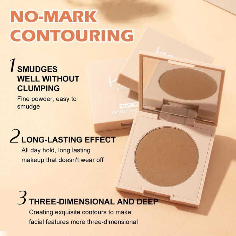 Long-lasting Lightweight Matte Bronzer, Natural Look Bronzer Powder, Smooth and Fine Powder Makeup Highlighter