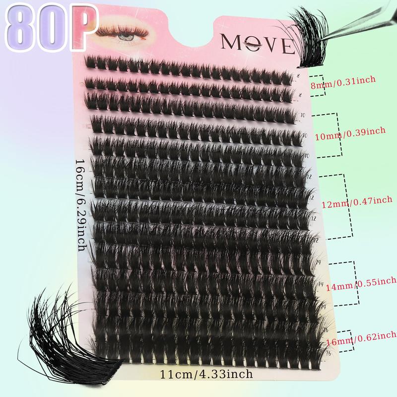 Mixed Length Eyelash Extensions Kit, 1 Box D Curl Individual False Eyelashes, Professional Eye Makeup Accessories for Women & Girls, Christmas Gift