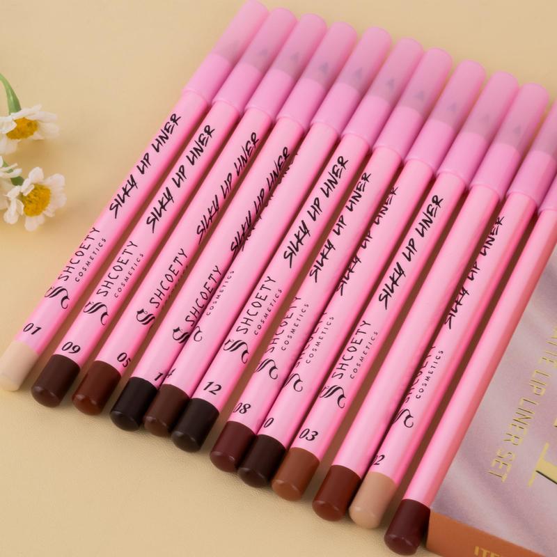 Long Lasting Lip Liner Set, 12pcs set Matte Lip Pencil, Easy Coloring Lip Liner Pen, Suitable for All Occasions Lip Makeup, Girls Makeup Accessories