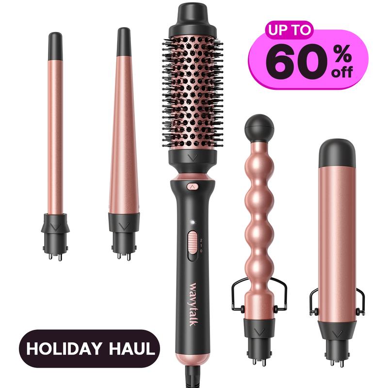 Wavytalk 5 in 1 Curling Wand Set With Thermal Brush