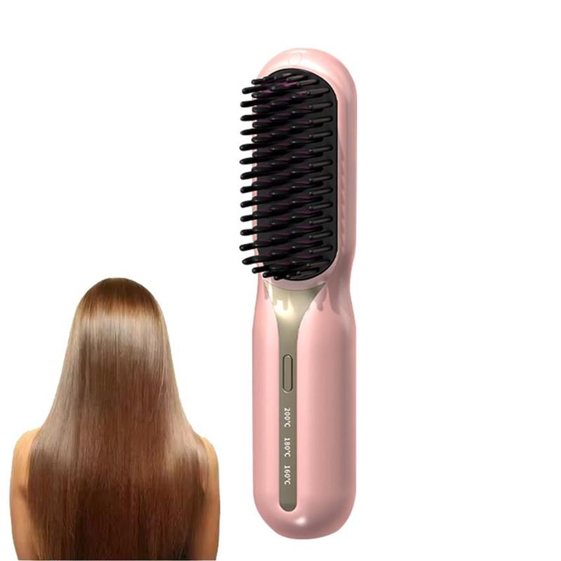 Wireless Electric Hair Straightening Comb, 1 Box Portable Rechargeable Hair Straightening Comb, Hair Styling Tool for Home & Travel, Christmas Gift