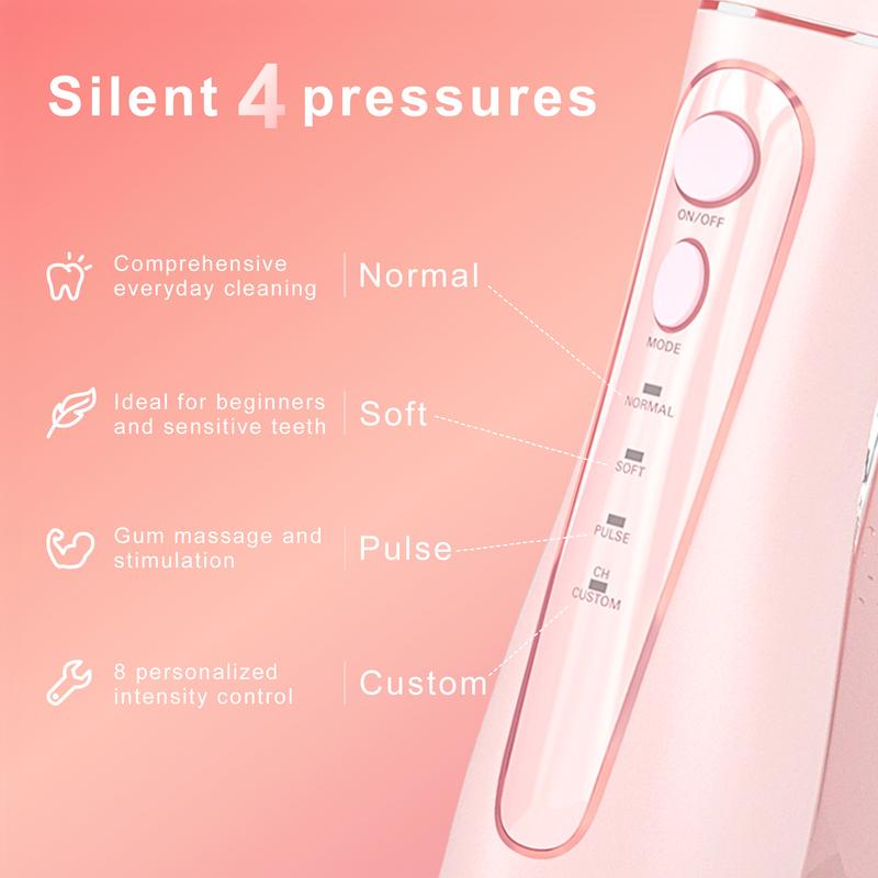 Oralfree Water Dental flosser Teeth Picks -4 modes DIY modes Braces Cordless Oral Irrigator Portable Rechargeable Travel Irrigation Cleaner IPX7 Waterproof Electric Professional Flossing Teeth Cleaning for Home Daily Gift Kit  Mother's Day gift