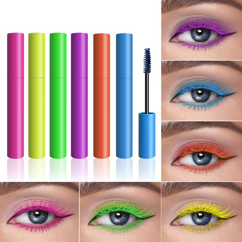 Colorful Waterproof Mascara, 6 Counts set Long Lasting Natural Curl Eyelashes Mascara, Eye Lashes Lengthening Volumizing Mascara Stick