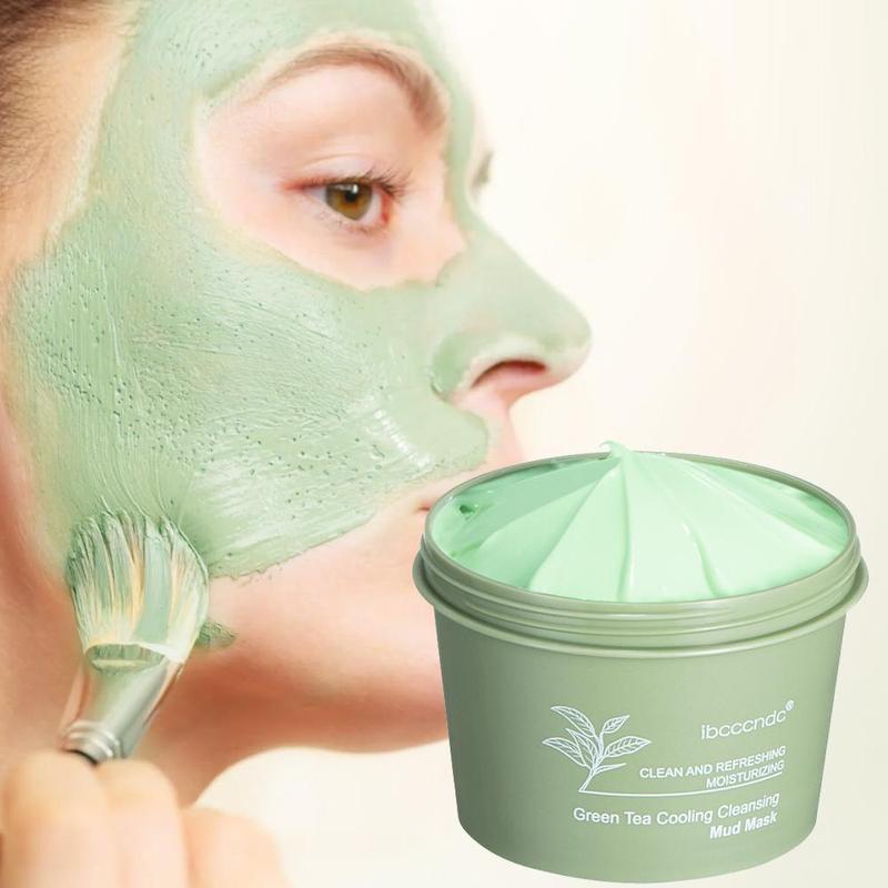 Green Tea Cooling Cleansing Mud Mask, 1 Count Deep Cleansing Pore Minimizer, Blackhead Cleanser Mud Mask, Daily Facial Skincare Product for All Skin