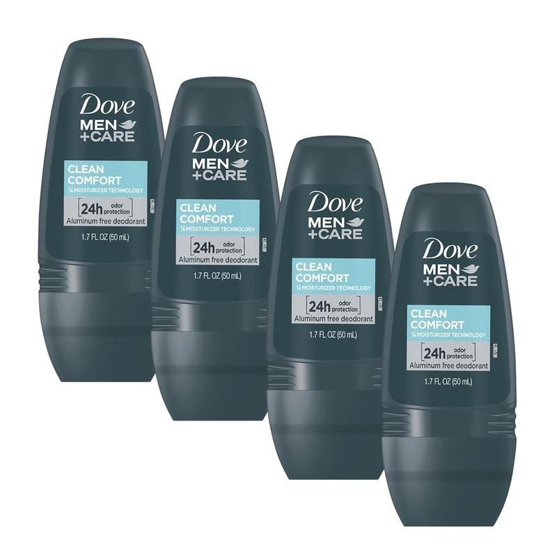 Dove Men+Care Clean Comfort Roll on Deodorant, Aluminum Free, for All Day Underarm Odor Protection, 4-Pack, 1.7 Fl Oz Each, 4 Bottles UNILEVER INTL