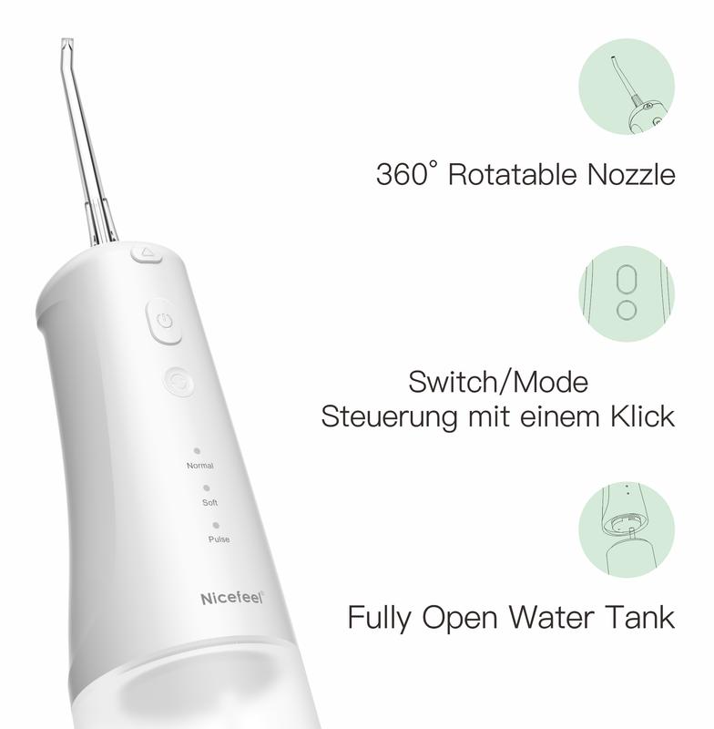 Nicefeel Water Dental Flosser Teeth Pick Cordless Oral Irrigator with 3 Cleaning Modes - 5091 Cleansing multifunctional nozzle electric water Rechargeable Portable