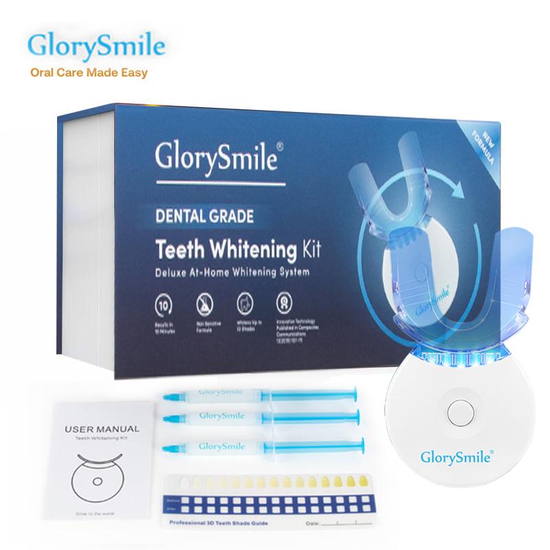 GlorySmile Teeth Whitening Kit,Teeth Whitening Light with 3 Carbamide Peroxide Teeth Whitening Gel for Sensitive Teeth, Non-Sensitive Fast Teeth Whitener, Enamel Safe and Gentle, Effective, Travel-Friendly, Easy to Use