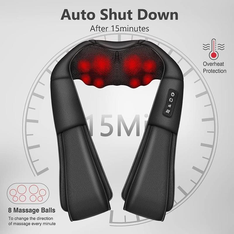 Neck Massager with Heat, Shiatsu Massager for Neck, Back, Shoulder, Foot and Leg, Deep Tissue 3D Kneading Massager for Relax Muscles at Home and Offie,Neck Massager for Women and Men