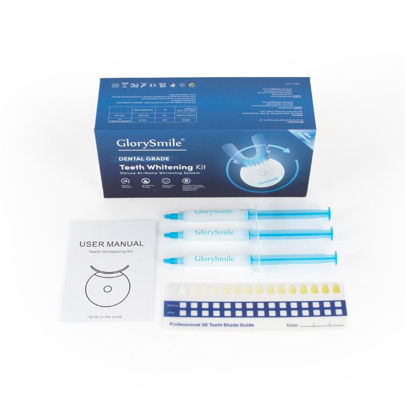 GlorySmile Teeth Whitening Kit,Teeth Whitening Light with 3 Carbamide Peroxide Teeth Whitening Gel for Sensitive Teeth, Non-Sensitive Fast Teeth Whitener, Enamel Safe and Gentle, Effective, Travel-Friendly, Easy to Use