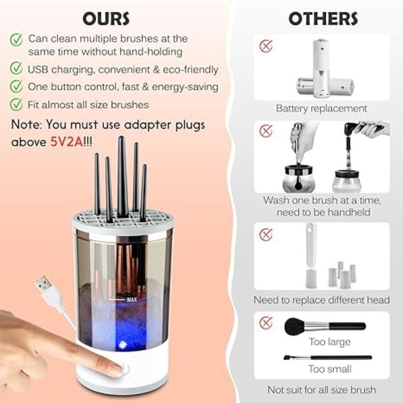 Electric Makeup Brush Cleaner, Automatic Electric Makeup Brush Cleaning Machine, Makeup Brush Cleaning Tool for All Sizes Makeup Brushes, Home Supplies