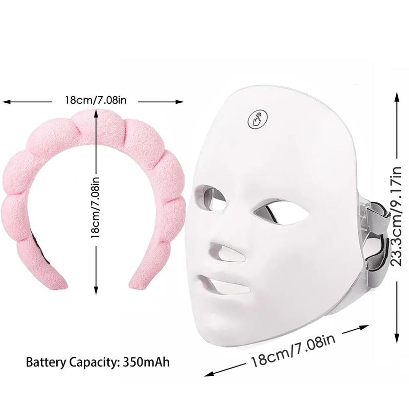 USB Rechargeable Facial Mask (1 Count), Summer Makeup, 7 Color LED Beauty Mask, Led Facial Light, Comfort Skin Care Mask Facial Beauty Massagers, Ideal Gift for Women, Personal Skincare Products for Home, Christmas Gift