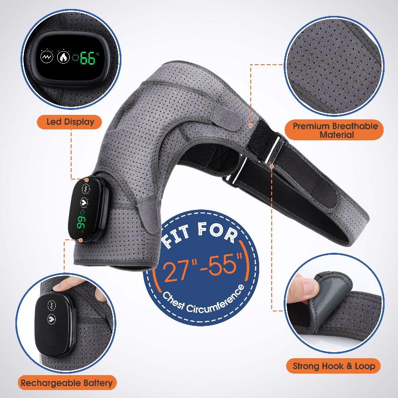 Relax And Recharge With A USB Heated Shoulder Massager Brace - Vibration Knee Heating Pad For Knee, Elbow, And Shoulder Warmers Comfort