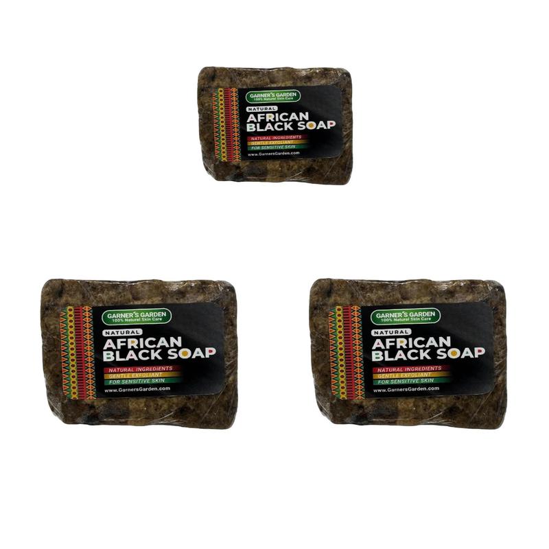 3-Pack Premium Handmade African Black Soap - Natural Soap With Shea Butter and  Aloe Vera