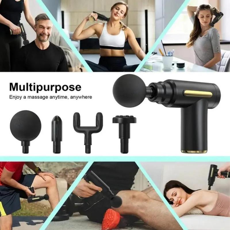 Portable Handheld Fascia Massager, 1 Count Body Massage Machine Electric Massage Tool with 4 Replacement Heads, Body Care Massagers, Neck Massaging Products, Electric Messager