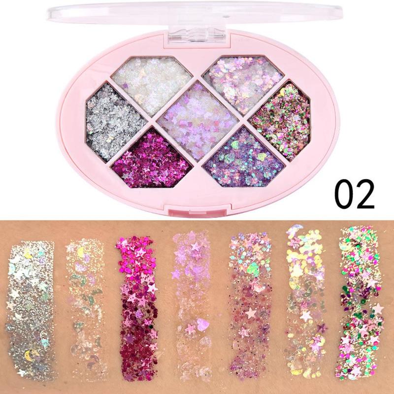 Random Color Glitter Cosmetic Eyeshadow Palette, Long Lasting Shimmering Eyeshadow & Face Makeup Sequin, Brightening Highlighting Palette for Crystal Makeup