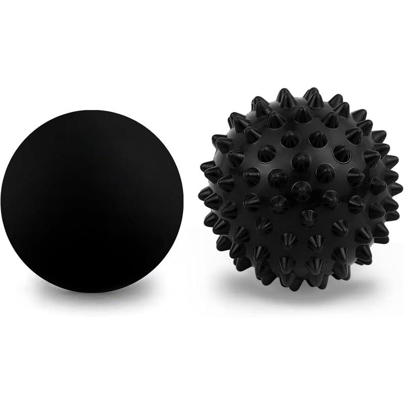 Massage Lacrosse Ball, Spiky Massage Ball, for Deep Tissue, Trigger Point and Myofascial Release,  Knots, and Yoga  (Black-Black)