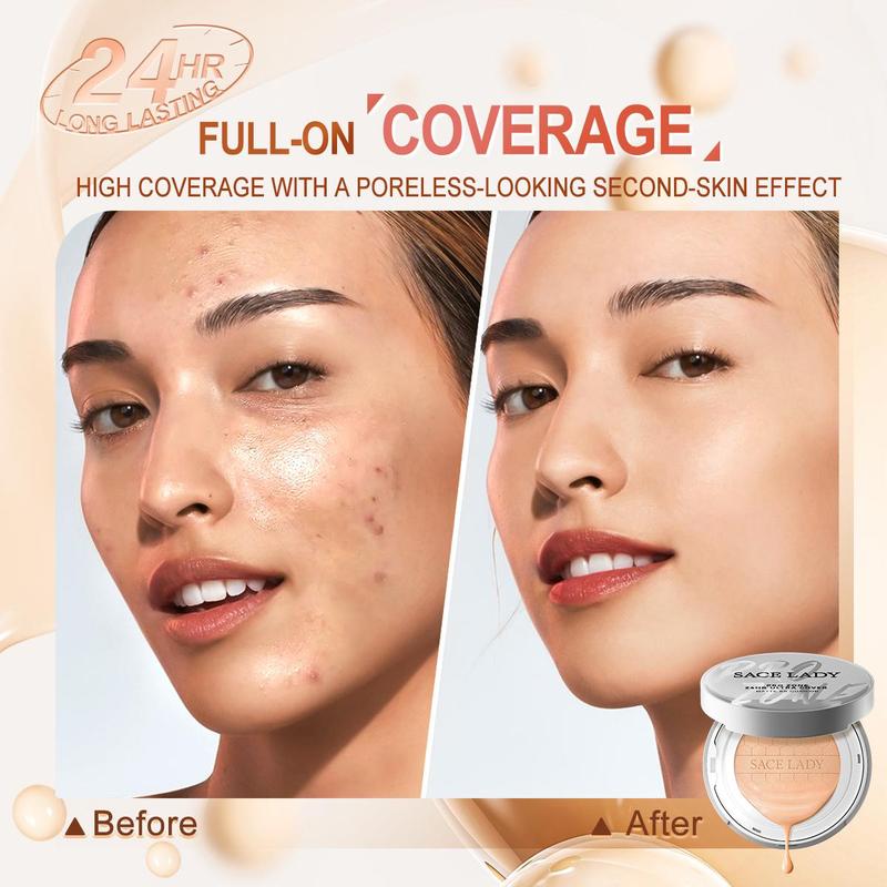 SACE LADY Oil Control BB Cushion Foundatiaon Long Lasting Full Coverrage Natural Foundation With SPF 30+ Waterproof Face Makeup 0.35Oz