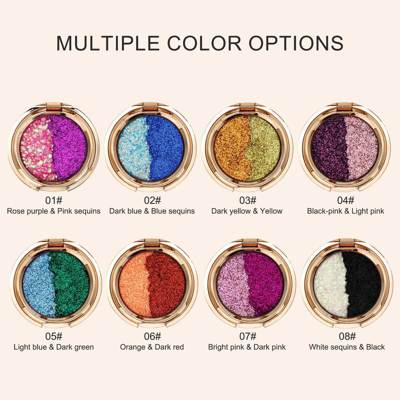 Dual Color Glitter Eyeshadow, Glitter Eye Shadow Makeup Products, High Pigmented Blendable Eyeshadow Powder, Long Lasting Shimmering Eye Shadow Makeup Products for All Styles and Occasions