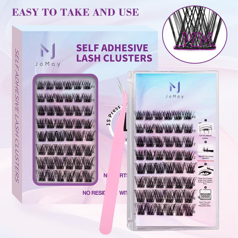 JoMay New Self-Adhesive Lashes Extension Kit,  DIY Lash Clusters Kit,  Daily adhesive-free lashes,  Beginner Friendly Eyelashes Makeup mascara