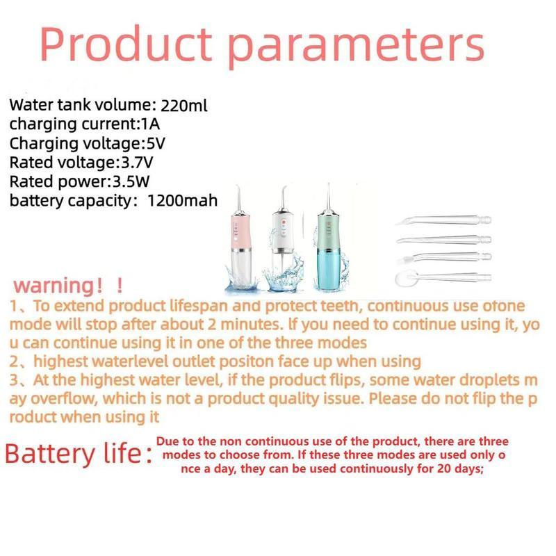 4-in-1 Oral Rinse with 3 Cleaning Modes 4 Jets Cordless Clean Your Tooth Pink Mini Burst Stronger Powerful Water Flosser Cleansing