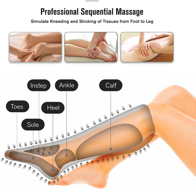  Leg Massager for Foot and Calf Massage with Handheld Controller 3 Intensities 2 Modes (with 2 Extensions)