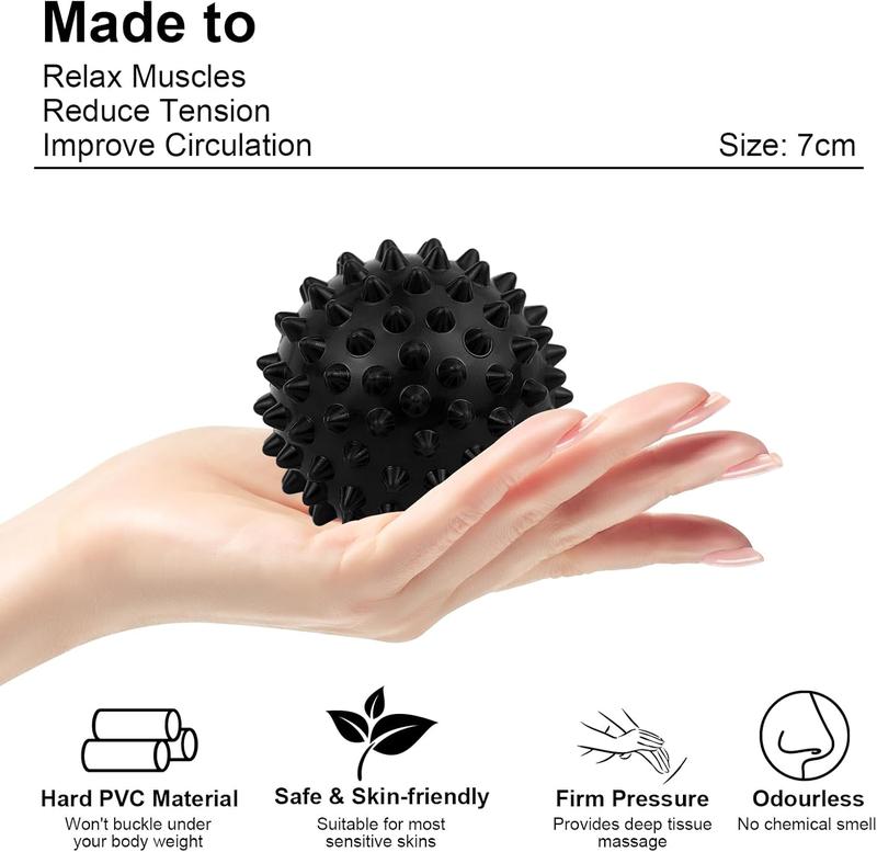 Massage Lacrosse Ball, Spiky Massage Ball, for Deep Tissue, Trigger Point and Myofascial Release,  Knots, and Yoga  (Black-Black)