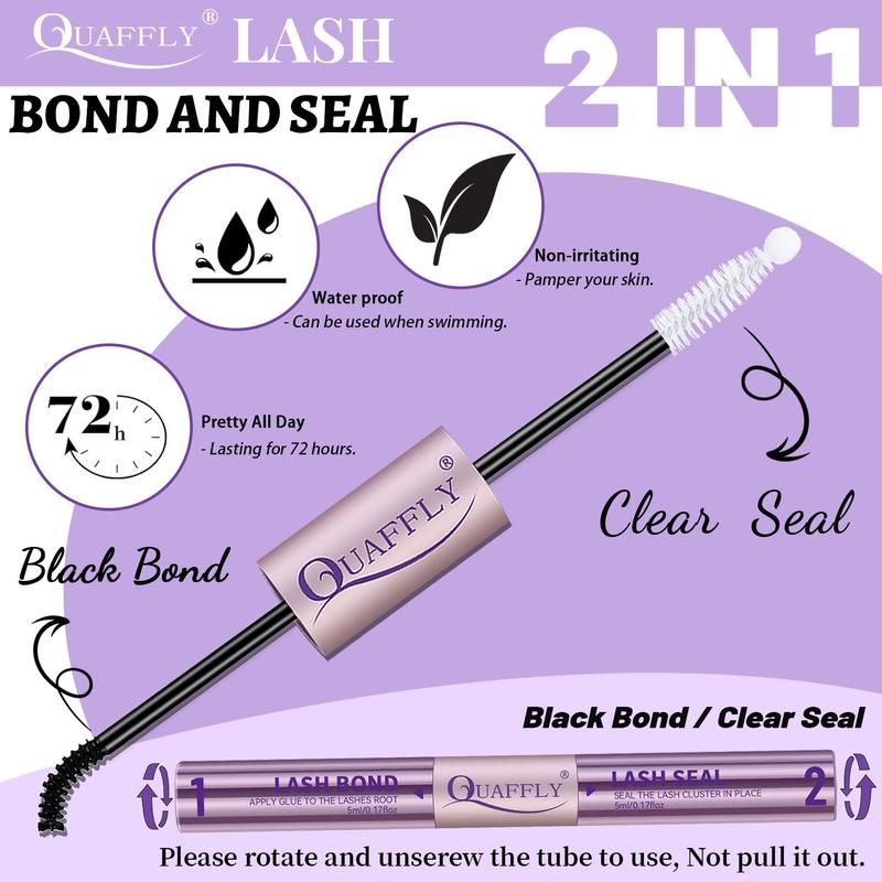 2 in 1 Long Lasting Eyelash Bond & Seal Glue, Waterproof Eyelash Extension Adhesive, Eye Makeup Tool for Women & Girls