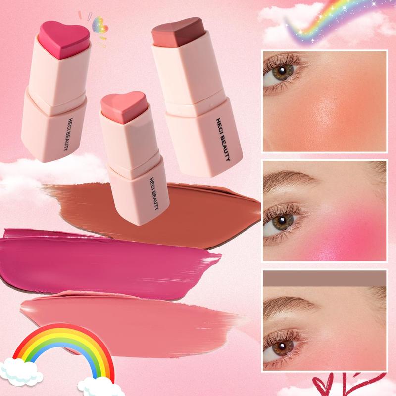 Long-lasting Waterproof Blush Stick, 3 Counts set Long-lasting Waterproof Moisturizing Blush Stick For Blush, Eyeshadow, Lipstick, Multifunctional Facial Makeup