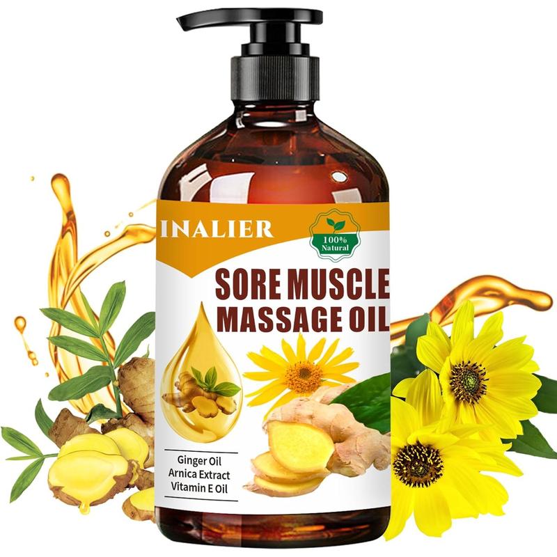 Sore Muscle Massage Oil,Relaxing Massage Oil,Arnica Oil for Body Massage,Massage Oil for Massage rapy,Massage Oil for Date Night,Ginger Oil for Lymphatic Drainage,Gifts for Men and Women