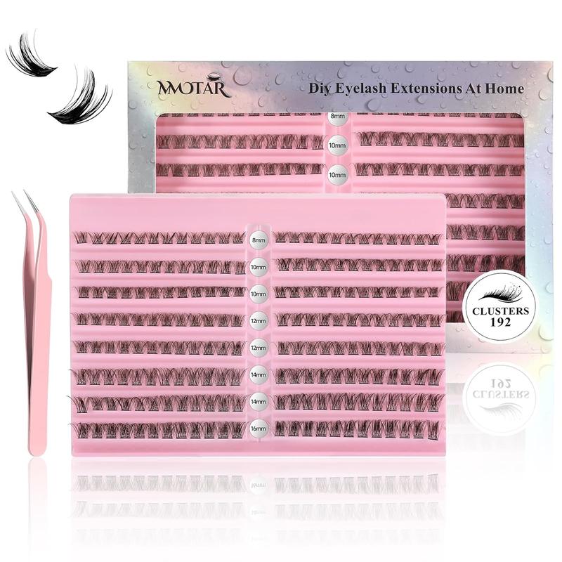 Lash Cluster Individual Eyelash: 192 Pcs False Eyelashes - DIY Wispy Fluffy Lash Extension - D Curl Lash Clusters Natural Look