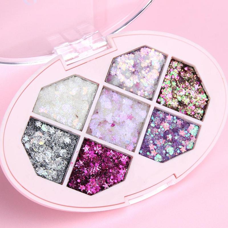 Random Color Glitter Cosmetic Eyeshadow Palette, Long Lasting Shimmering Eyeshadow & Face Makeup Sequin, Brightening Highlighting Palette for Crystal Makeup