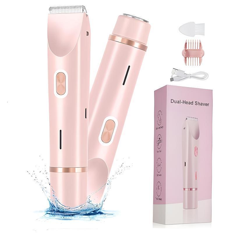 Electric Hair Trimmer for Women, 1 Box Double-ended Waterproof Bikini Trimmer, Gentle Rotary Shaver for Sensitive Areas, Christmas Gift