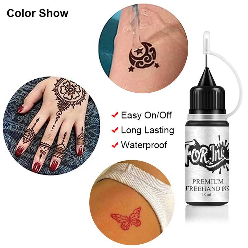 Temporary Tattoo Ink & Stencil Kit, 3 Bottles Ink & 6 Sheets Stencils for Hand & Tool Accessories, DIY Temporary Tattoo Kit, Cosmetic Makeup Products, Body Care Products Set, Body Color Makeup Set