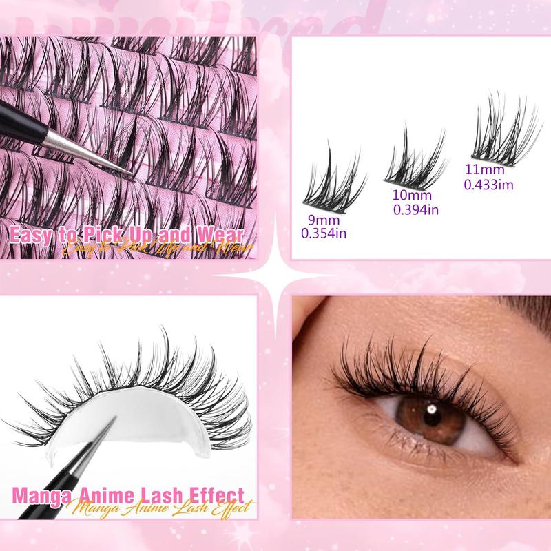 Individual False Eyelashes, 1 Box 9-11mm Natural Look Eyelash Extensions, Self Grafting Curl Eyelashes, Eye Makeup Enhancement False Eyelashes