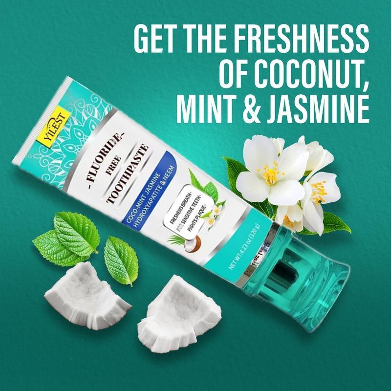 Natural Mint JasmineNeem Toothpaste for Women & Men - Hydroxyapatite, Brightening & Freshening Oral Care Product