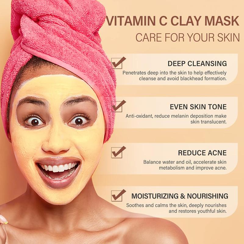 Turmeric Vitamin C Clay Mask Deep Cleansing Face Mask Skin Care Improve Blackheads Acne Dark Spots and Even out skin tone Facial Mask Control Oil and Refining Pores Aloe Aloe Vera Calendula Daily Calendula Daily Gentle Mild Organic Plant Radiant Restore