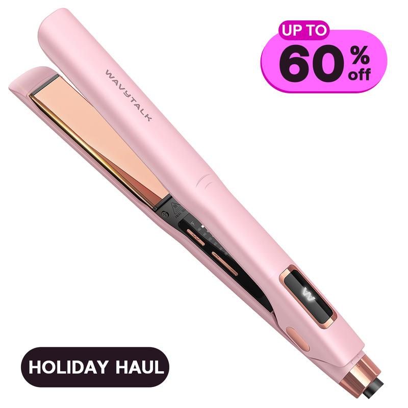 Wavytalk 1.18 Inch Flat Iron Hair Straightener and Curler 2 in 1, Titanium Flat Iron for One-Pass Wonder 10S Fast Heat Up