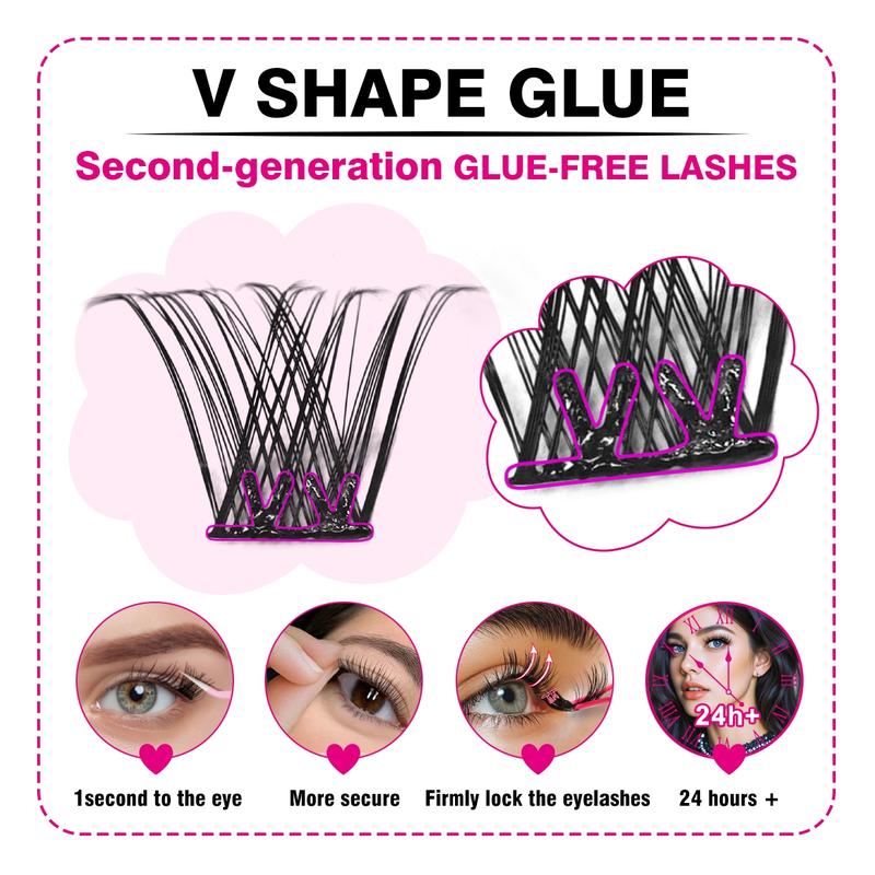 JoMay New Self-Adhesive Lashes Extension Kit,  DIY Lash Clusters Kit,  Daily adhesive-free lashes,  Beginner Friendly Eyelashes Makeup mascara