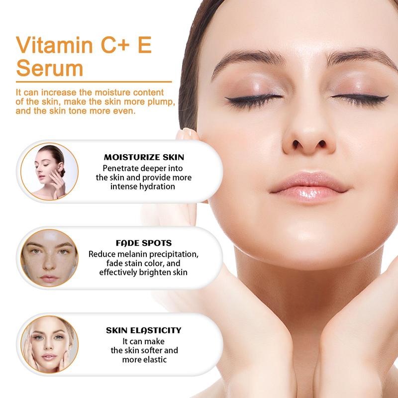 Vitamin C + E Serum, Hydrating Nourishing Facial Essence, Moisturizing Skin Care Product for Women & Men