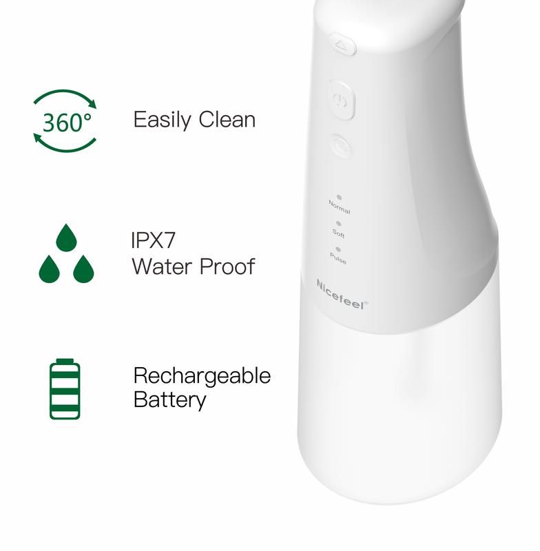 Nicefeel Water Dental Flosser Teeth Pick Cordless Oral Irrigator with 3 Cleaning Modes - 5091 Cleansing multifunctional nozzle electric water Rechargeable Portable