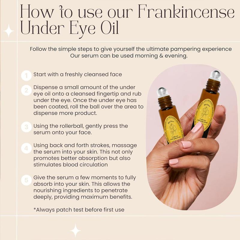 Organic Castor & Frankincense Resin Oil, 2 Counts Roll on Serum for Under Eyes and Face Moisturizing, Skin Looks Visibly Younger, Christmas Gift