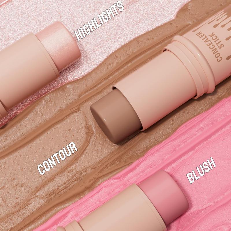 Professional Makeup Long-Lasting Waterproof Concealer Stick Set Buildable Medium Coverage Green Correcting Concealer Highlighter Bronzer Blush Multi-Color Natural Shade Birthday Fall Gift Cosmetic