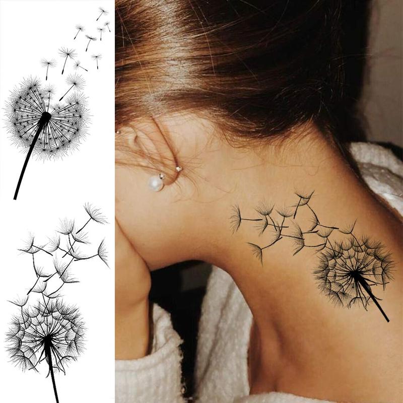 Dandelion Pattern Temporary Tattoo, 13pcs set Fake Tattoo for Women & Girls, Realistic Body Art Tattoo for Party