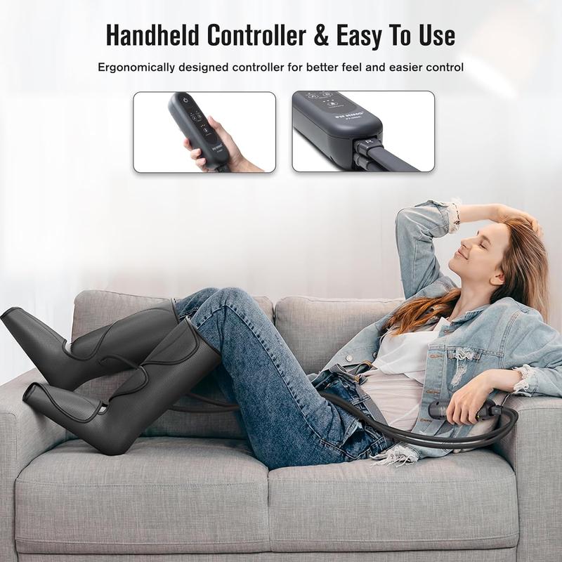  Leg Massager for Foot and Calf Massage with Handheld Controller 3 Intensities 2 Modes (with 2 Extensions)