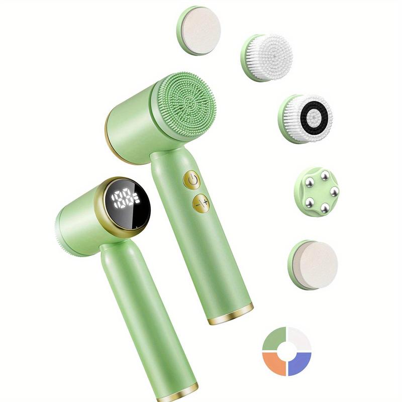 6 in 1 Electric Facial Cleanser Brush, 1 Set Waterproof Electric Facial Cleansing Brush with 6 Brush Heads, Facial Massager,  Face Roller,  Beauty & Personal Care Product for Women's Gift, Gift for Christmas & Fall, Winter Gift