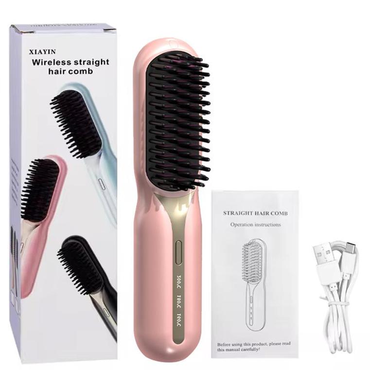 Wireless Electric Hair Straightening Comb, 1 Box Portable Rechargeable Hair Straightening Comb, Hair Styling Tool for Home & Travel, Christmas Gift