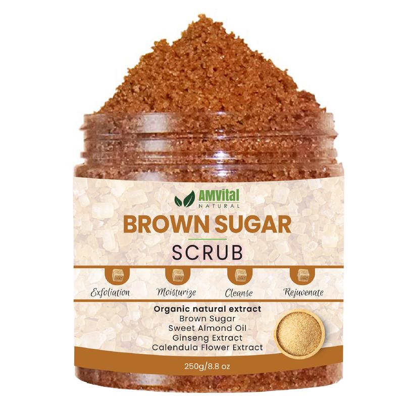 AMVital Brown Sugar Body Scrub: Moisturizes, and exfoliates. Deep-cleansing and hydrating for body, face, hands, and feet. Sugar Glow Body Care Gentle