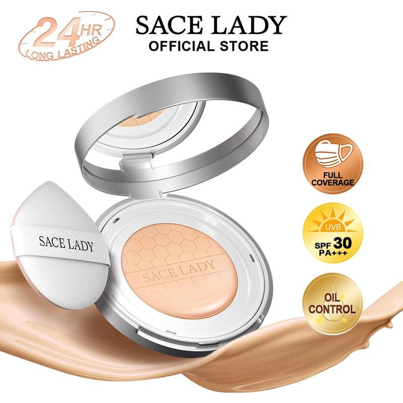 SACE LADY Oil Control BB Cushion Foundatiaon Long Lasting Full Coverrage Natural Foundation With SPF 30+ Waterproof Face Makeup 0.35Oz